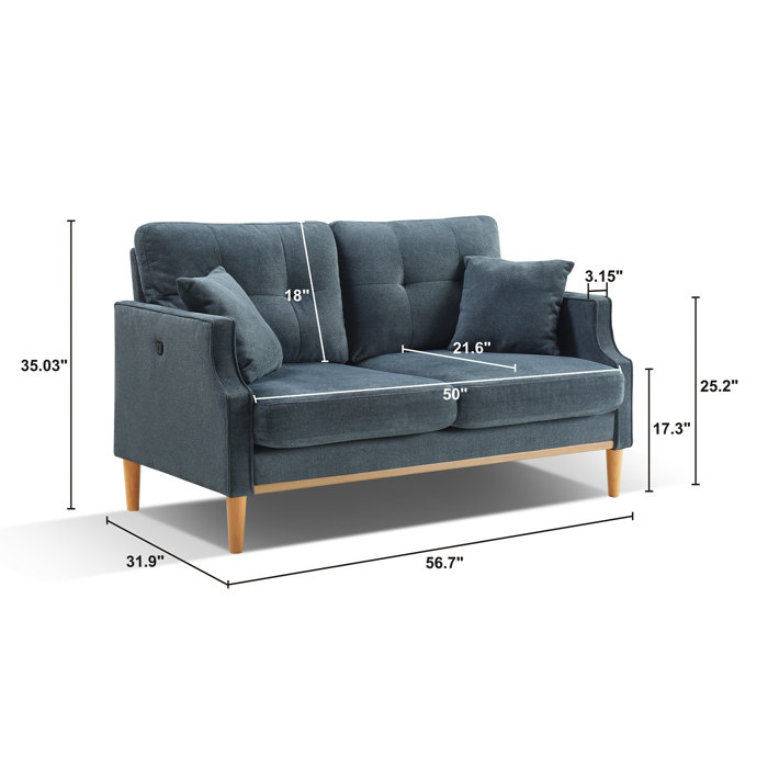 Latitude Run® Anwita 56.7'' Velvet Recessed Arm Standard Loveseat ...